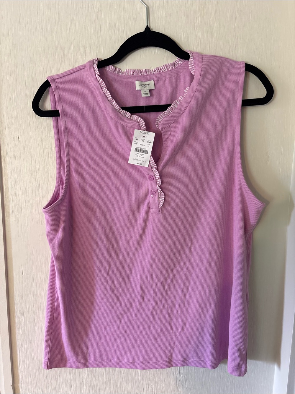 J. Crew Sleeveless Ruffle-Trim Tank Top - Lavender Pink